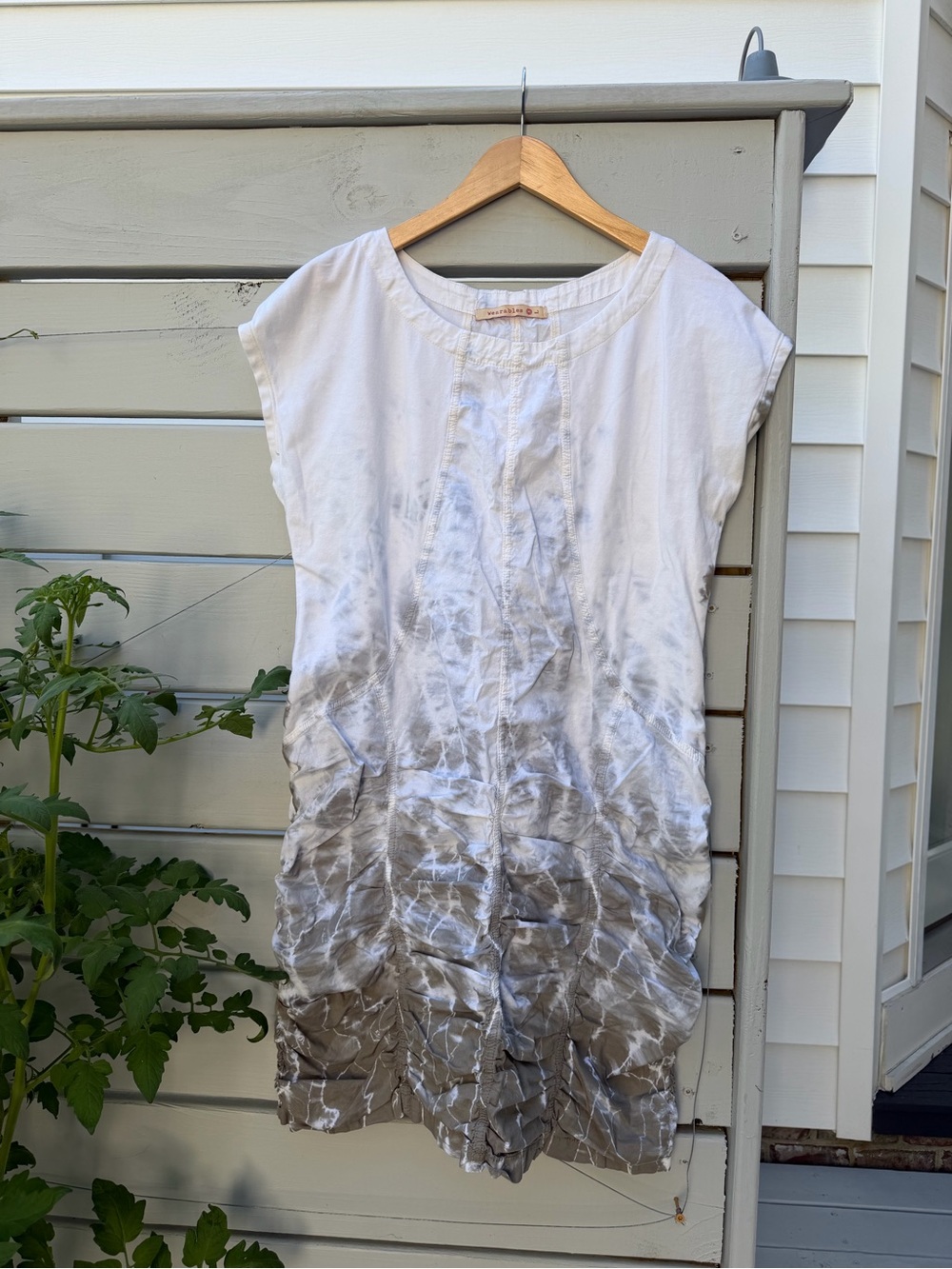 Wearables brand Aviana White and Sage Tie-Dye Cap Sleeve Women's Dress